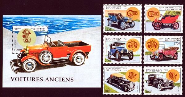 Antique Automobiles Mint Set of 7 Stamps Benin, 1997